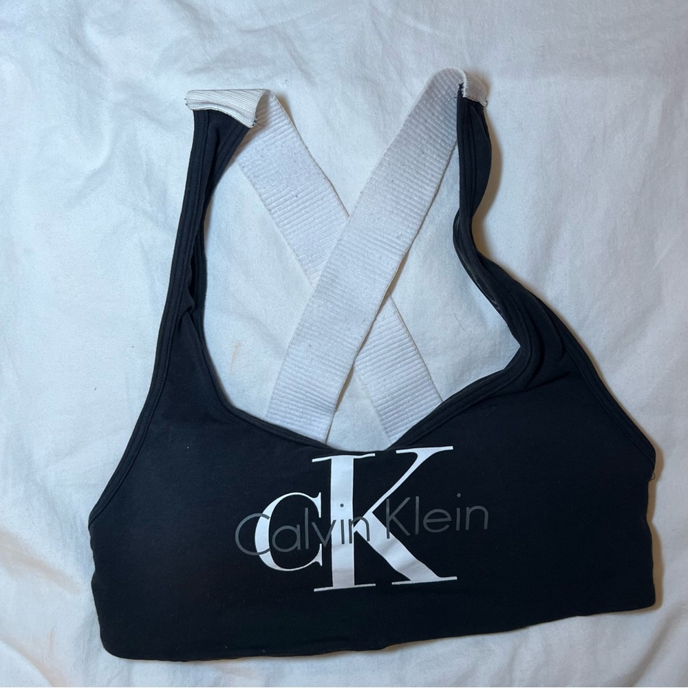 Calvin Klein Women's Sports Bralette, Black/White/Gray, Size S
